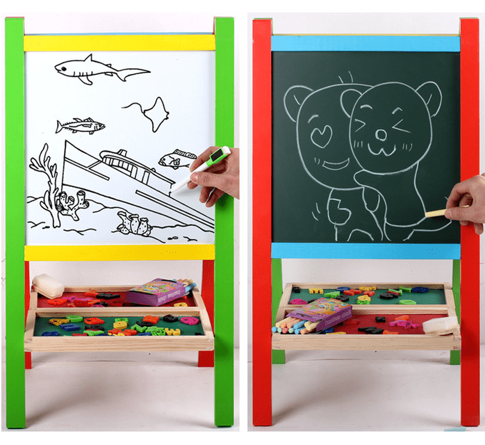 Tabla multifunctionala din lemn, magnetica, educativa pentru copii H01, 65 x 36cm