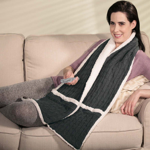 Fular tricotat cu buzunare tip patura moale si calduroasa