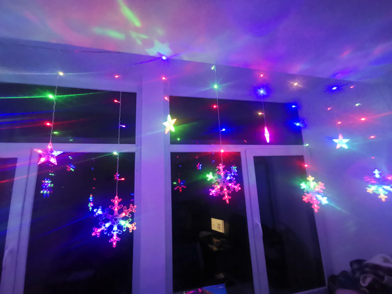 Lumini de Crăciun - Fulgi de zăpadă - Lungime 270cm (Multicolori)