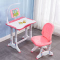 Set birou si scaun pentru copii, reglabile pe intaltime, cu lampa si suport de tableta