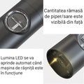 Rasnita piper electrica, ABS, Indicator LED, Incarcare USB, 70ml, Negru